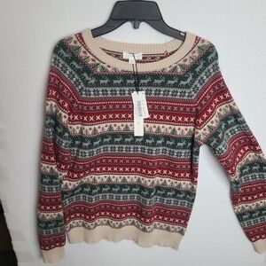 Scene & Heard Sweater Boys 14/16 Long Sleeve Christmas Deer Holly Fair Isle